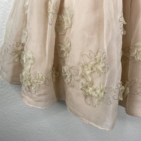 Betsey Johnson Dress Womens Pink Sz 0 Silk Strapless Sequins Flowers Dainty Prom - Picture 7 of 15